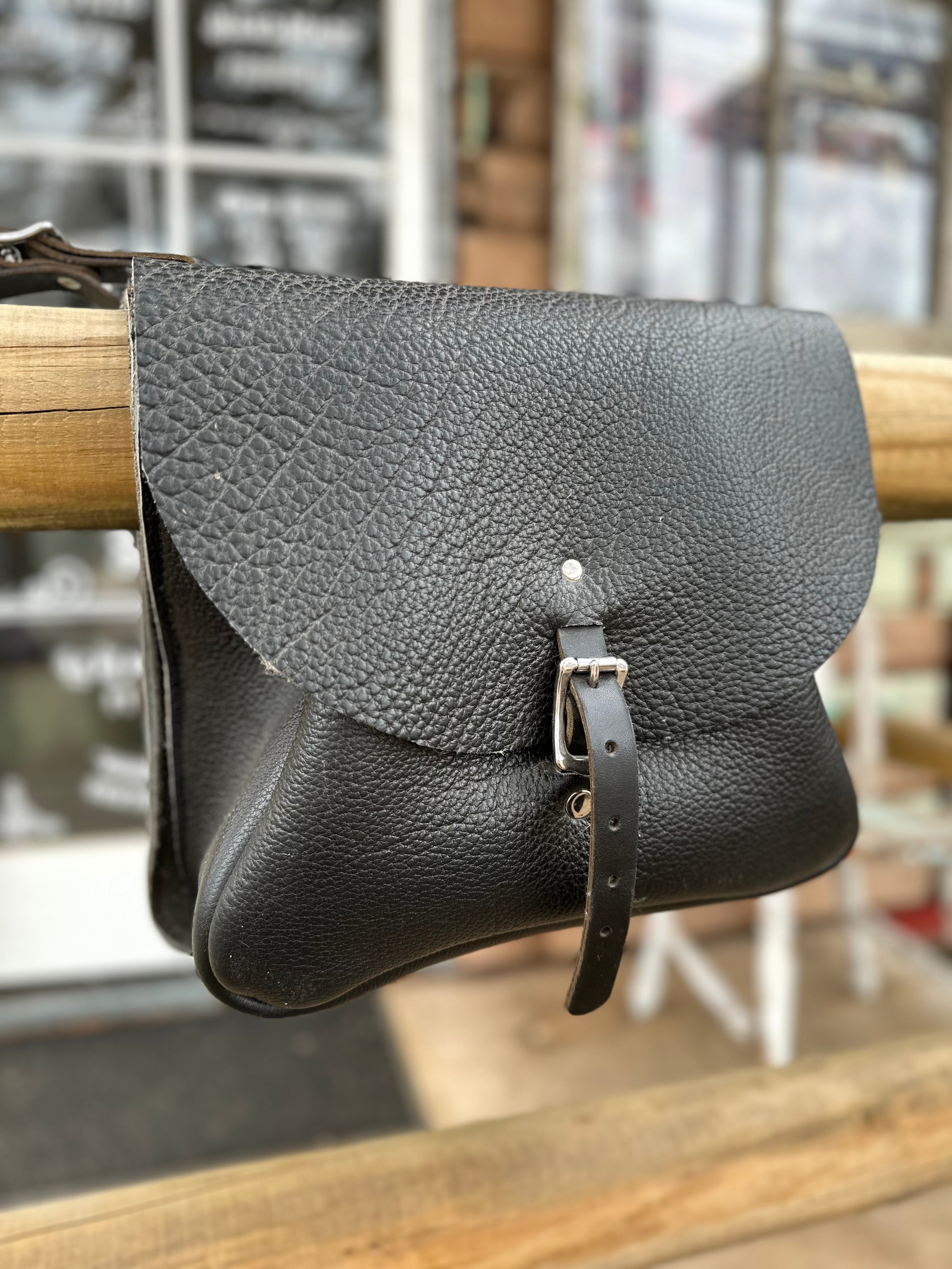 Leather motorcycle saddle bag