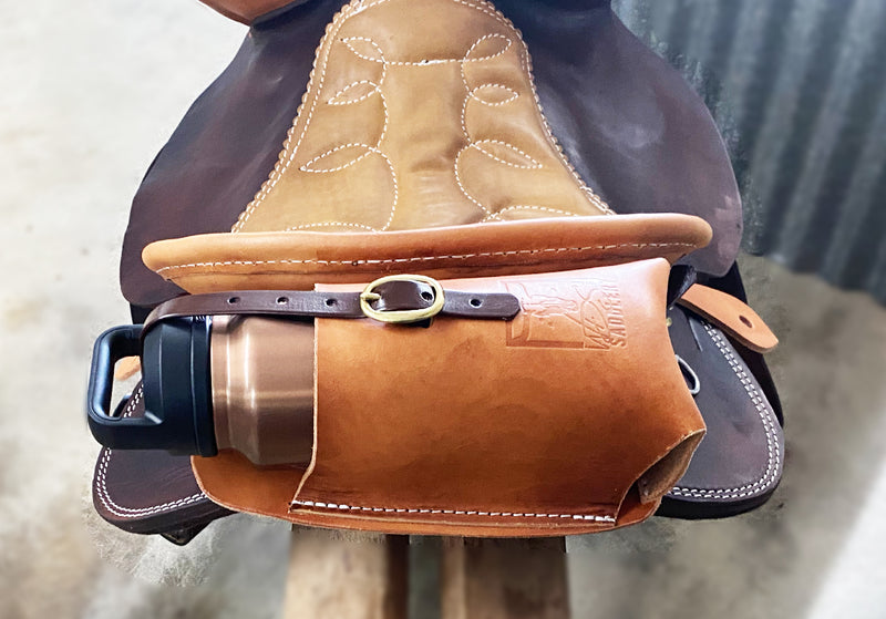 Leather insulated water bottle holder